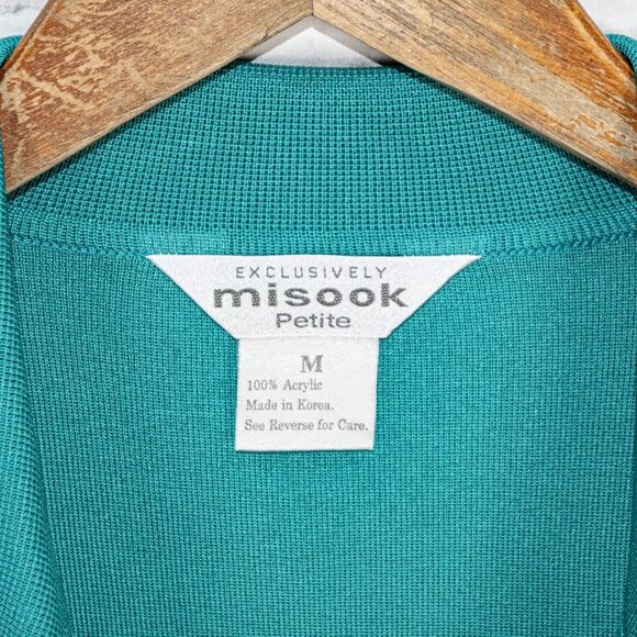Exclusiveley MISOOK Women's Open Cardigan jacket top in Teal Acrylic P Medium - Picture 2 of 9